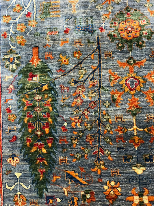 Afghan Khurjin Tree of Life rug hand-knotted wool tribal pattern detail artisan craftsmanship premium area rug

