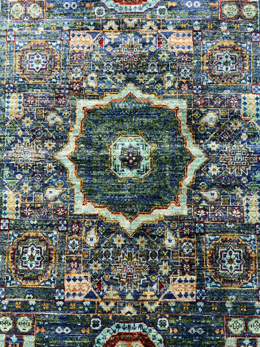 Afghan hand-knotted Mamluk rug 6'1x4'2 featuring medallion geometry and premium hand-spun wool