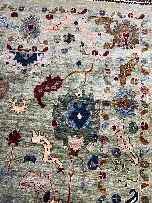 Afghan Oushak Ghazni wool rug hand-knotted European Anatolian detail traditional artisan craftsmanship premium area rug

