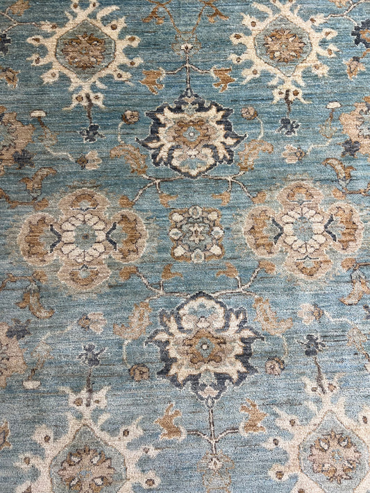 Afghan Oushak rug hand-knotted wool traditional Anatolian pattern artisan craftsmanship premium Oriental area rug

