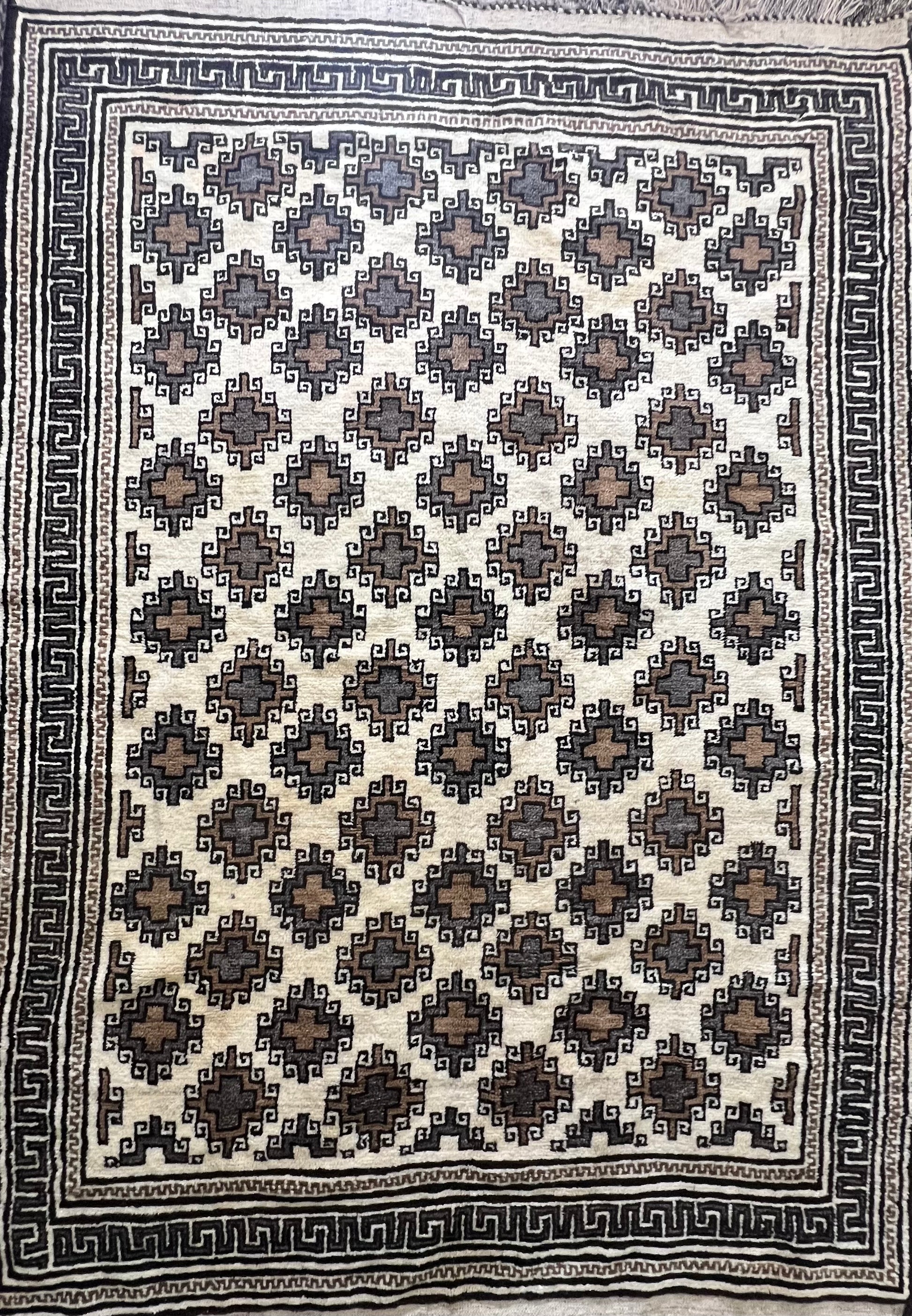 Hand-knotted antique wool carpet 8.2 x 5.9 feet 80-year-old heritage Oriental luxury area rug