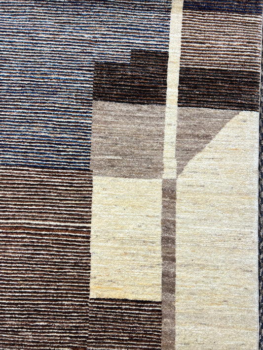 Contemporary wool rug close-up artisan craftsmanship handwoven texture detail