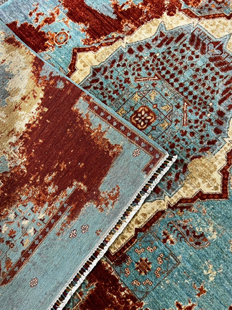 Hand-knotted Mamluk Afghan rug Ghazni wool Oriental artisan traditional geometric pattern luxury area rug

