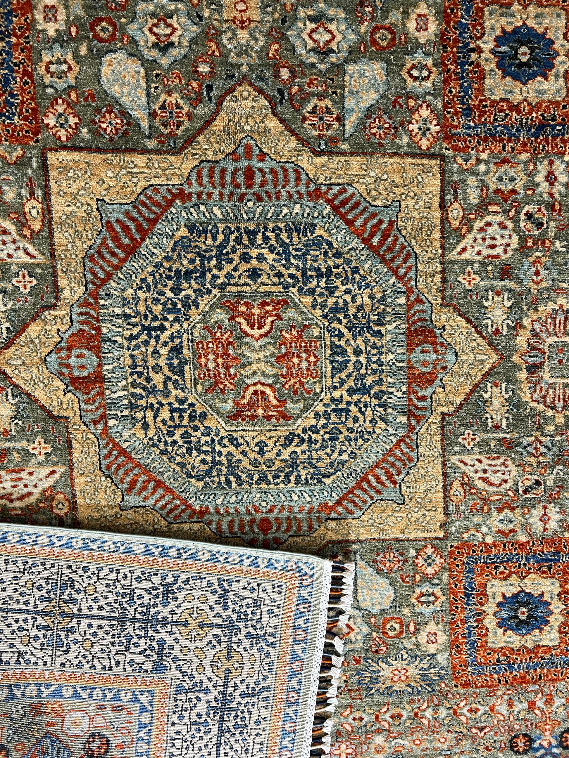 Hand-knotted Mamluk rug Afghan wool Oriental design luxury artisan area rug

