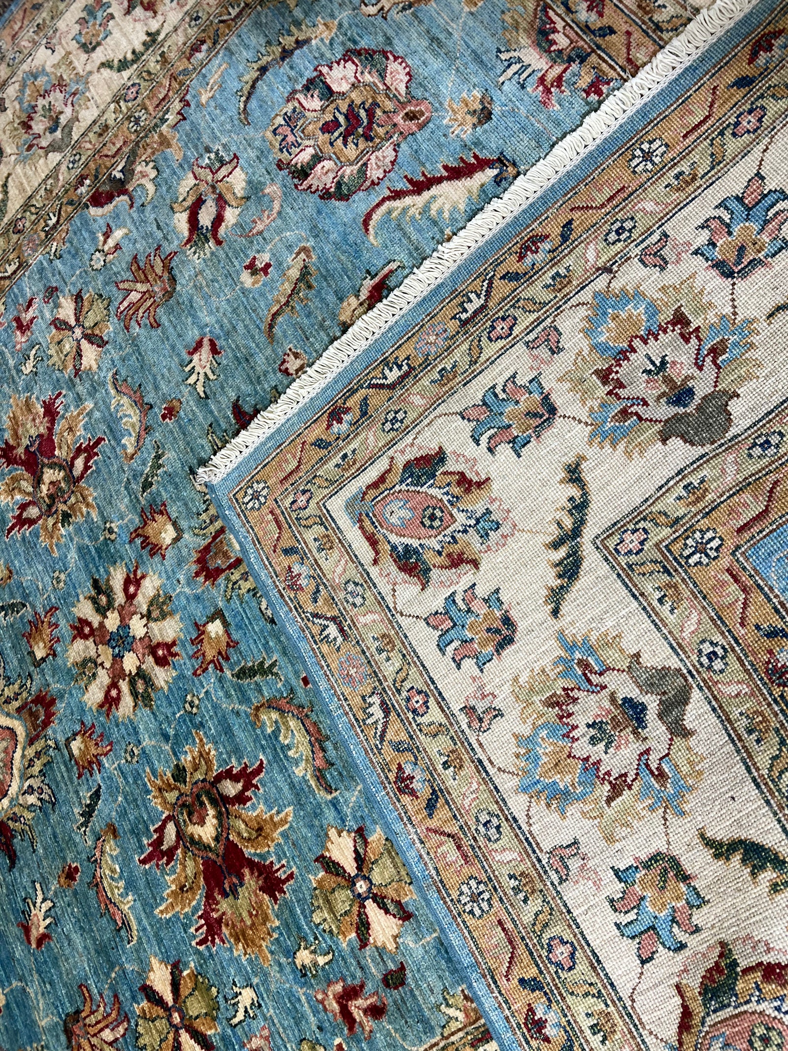Oushak Hand-Knotted Ghazni Wool Rug – 8′2″ × 6′6″ | Afghan Craftsmanship · Hand-knotted Oushak Afghan rug Ghazni wool artisan weave traditional Oriental craftsmanship luxury area rug

