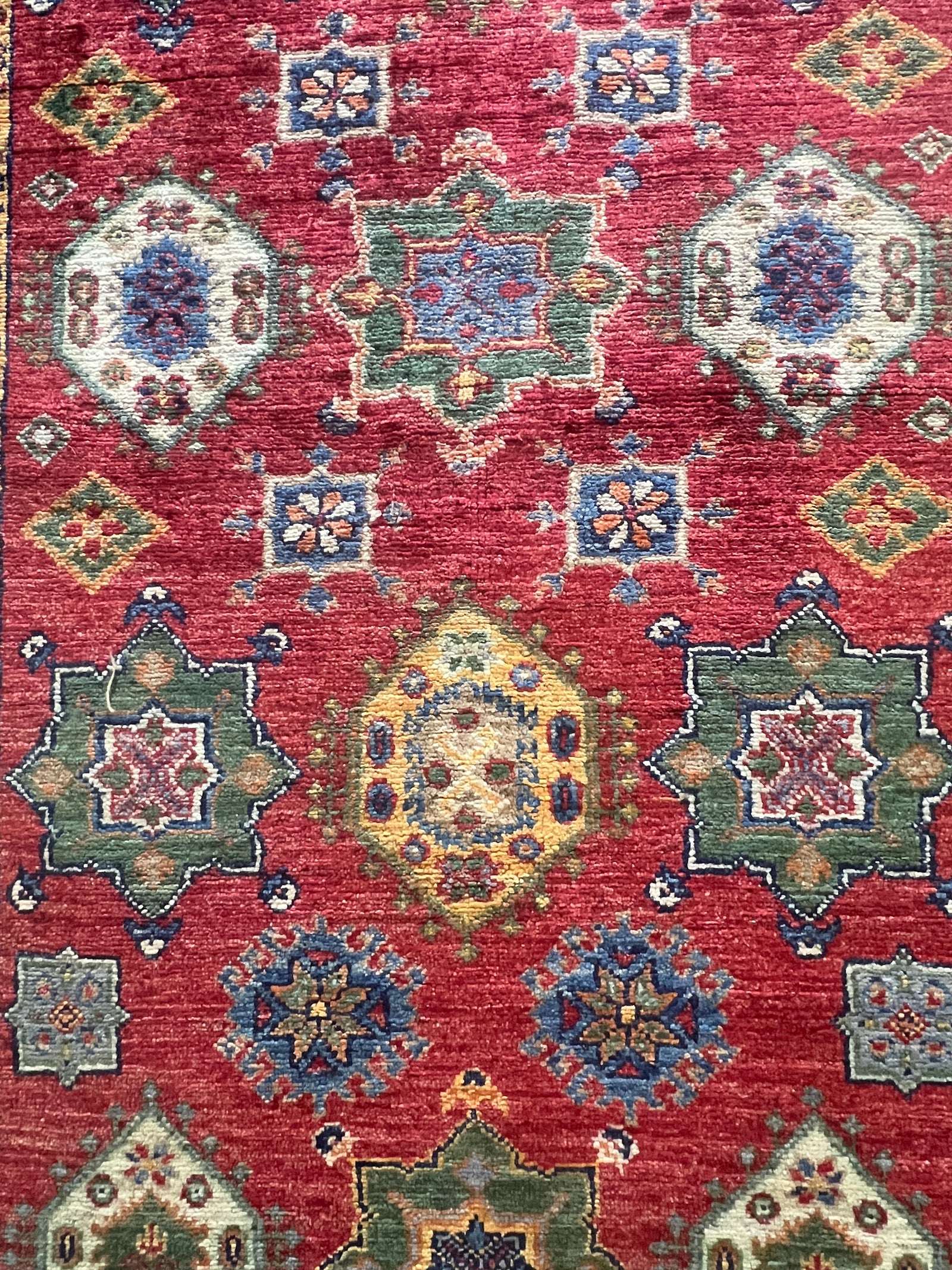 6′ × 3.9′ Super Kazak Rug – Hand-Knotted Wool | Afghan Artisan Craftsmanship | Luxury Tribal Area Rug · Hand-knotted Super Kazak Afghan wool tribal pattern luxury artisan area rug

