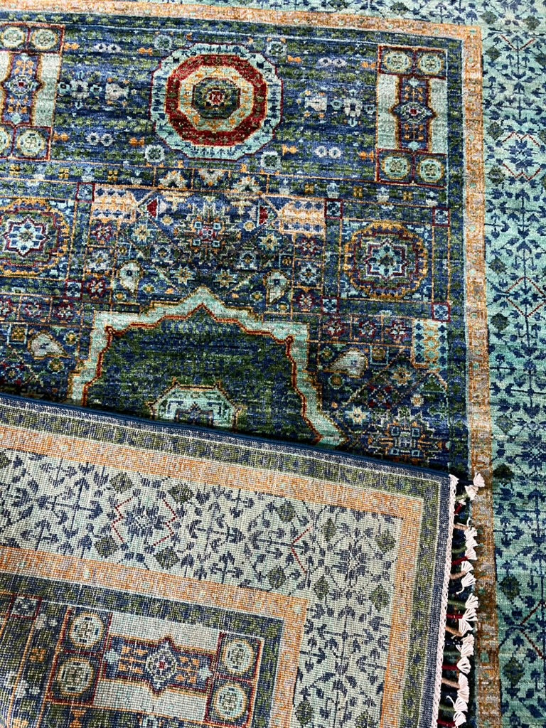 Mamluk Luxury Hand-Knotted Wool Rug – 6′1″ × 4′2″ | Afghan Craftsmanship · Handmade Mamluk wool rug 6'1x4'2 with balanced geometric symmetry and natural wool luster