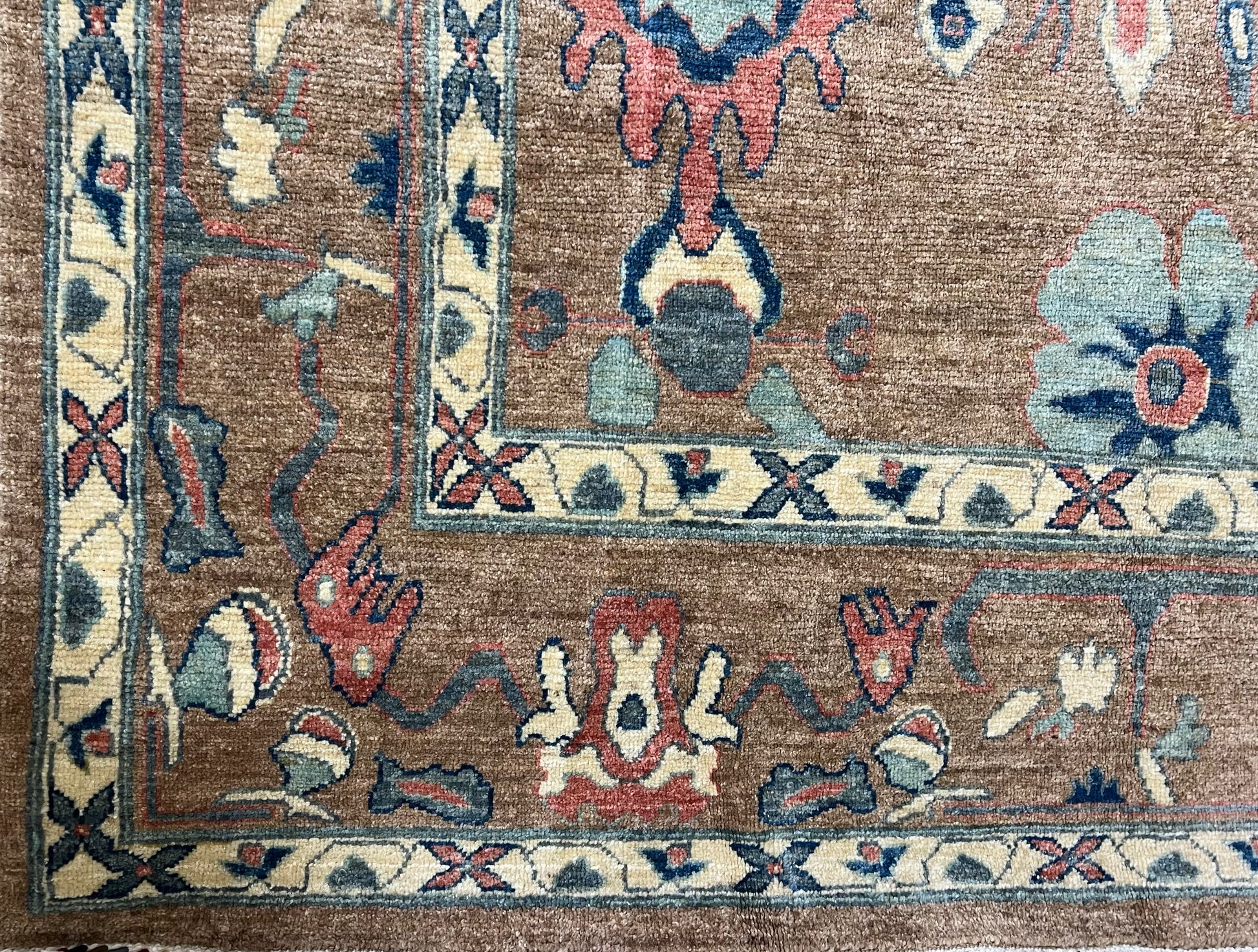 Handwoven wool rug Afghan botanical field stone olive taupe artisan traditional luxury premium area rug

