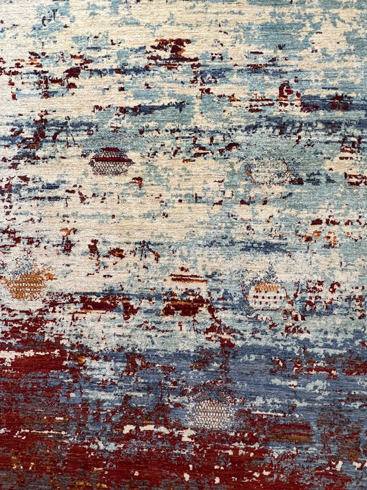 Handwoven wool rug 6.5 x 5.2 feet contemporary modern designer luxury area rug

