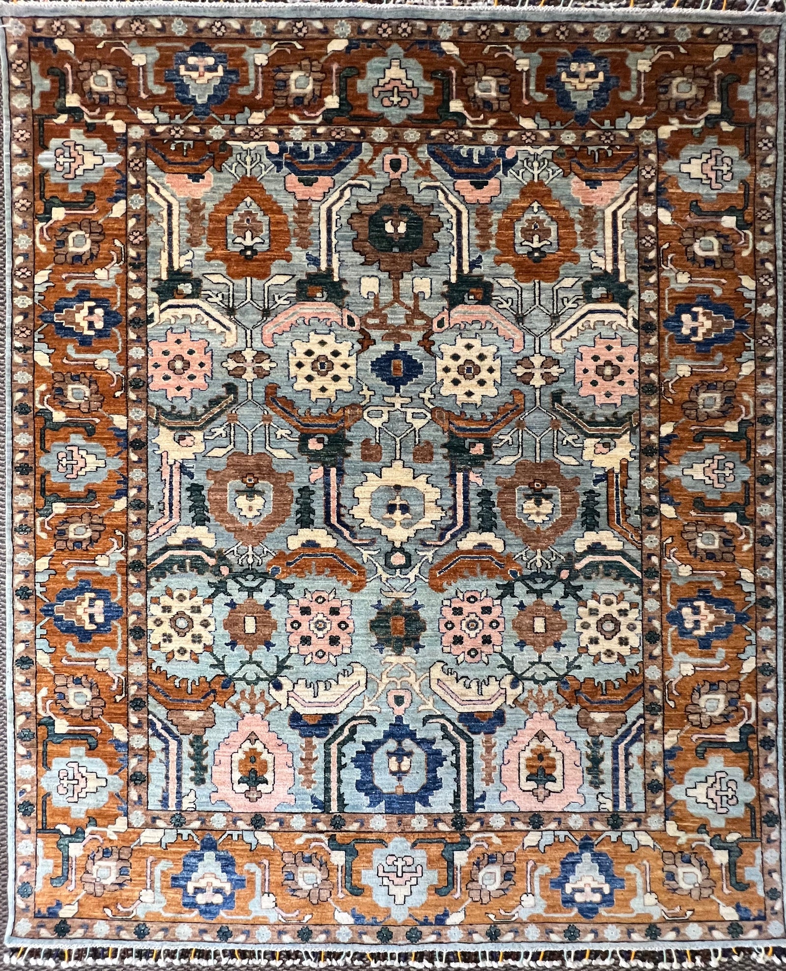 Haris Design Hand-Knotted Wool Rug – 7′10″ × 6′7″ | Afghan Craftsmanship · Haris design hand-knotted wool rug 7 feet 10 inches x 6 feet 7 inches Afghan traditional Oriental luxury area rug

