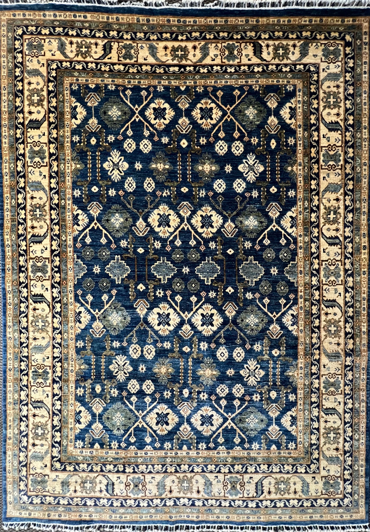Haris Design Hand-Knotted Wool Rug – 9′2″ × 5′7″ | Afghan Craftsmanship