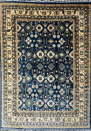 Haris design hand-knotted wool rug 9 feet 2 inches x 5 feet 7 inches Afghan traditional Oriental luxury area rug


