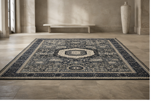 nan handwoven handwoven rug, traditional pattern, wool, detail view