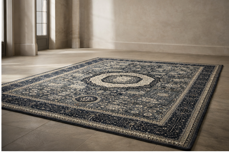 nan handwoven handwoven rug, traditional pattern, wool, detail view