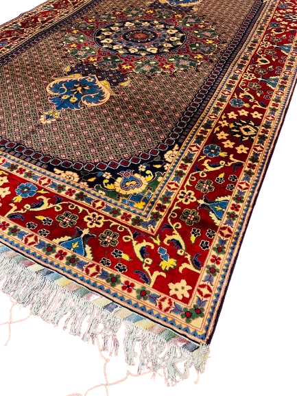 Shahi Naqsha — Hand-Knotted Wool Rug 2' x 3' | Afghan Tribal Geometric Accent Rug · nan handwoven handwoven rug, traditional pattern, wool, detail view