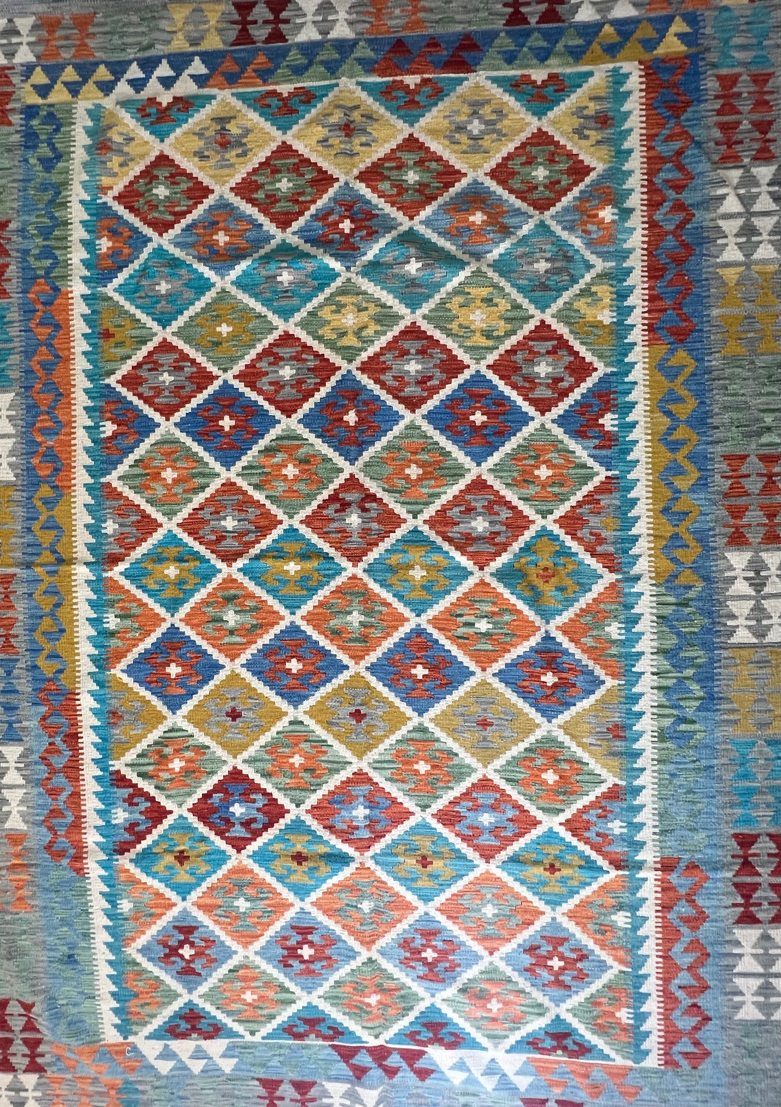 9.8′ × 6.9′ Kilim Rug – Handwoven Wool | Afghan Artisan Craftsmanship | Luxury Tribal Flatweave Area Rug · Handwoven Kilim wool rug 9.8 x 6.9 feet Afghan tribal flatweave luxury area rug
