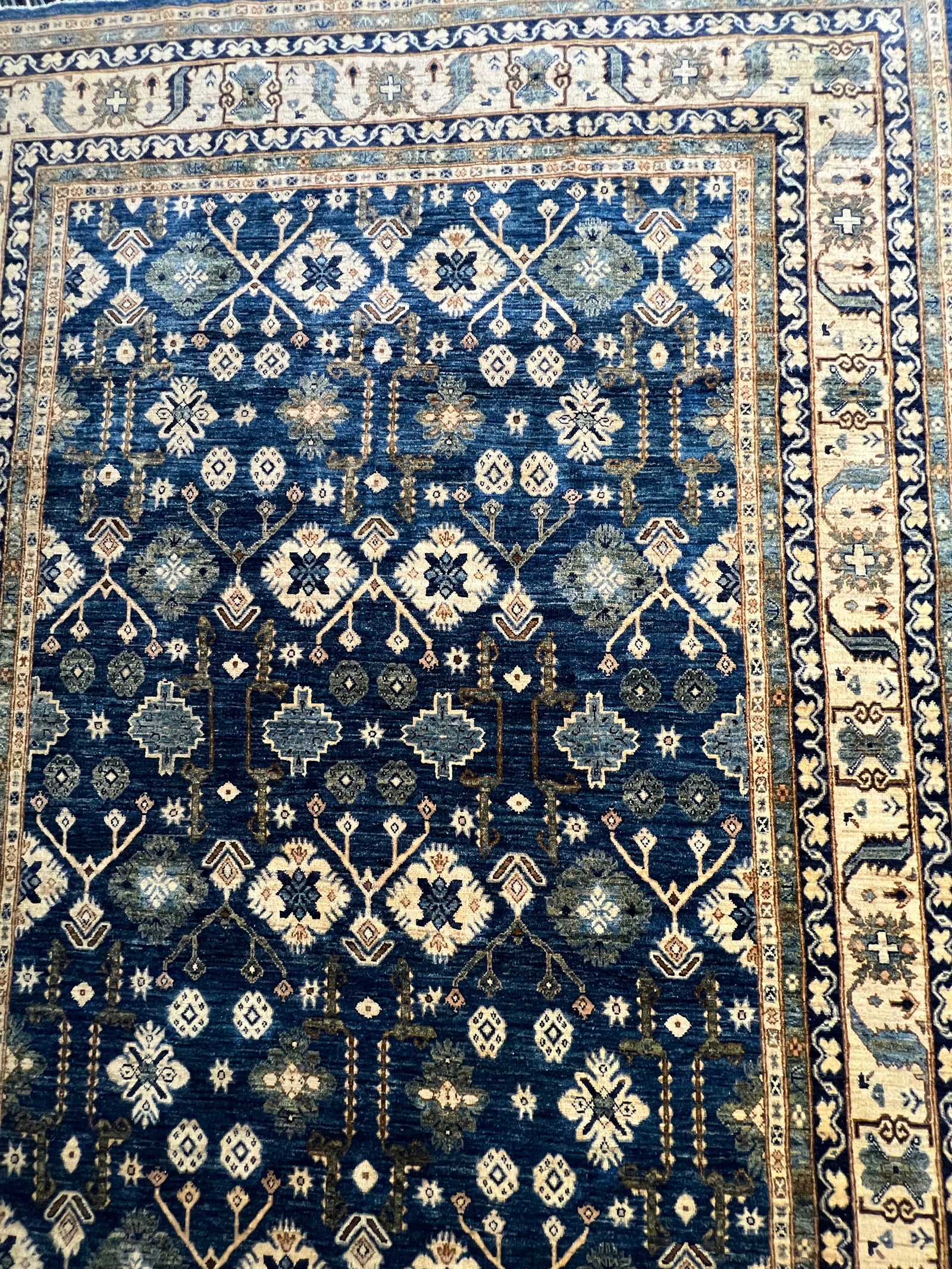 Haris Design Hand-Knotted Wool Rug – 9′2″ × 5′7″ | Afghan Craftsmanship · Luxury Haris hand-knotted Afghan wool rug Oriental traditional pattern artisan craftsmanship premium area rug

