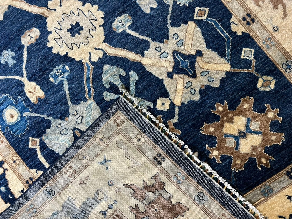 Luxury Oushak Afghan rug Ghazni wool weave view hand-knotted artisan area rug

