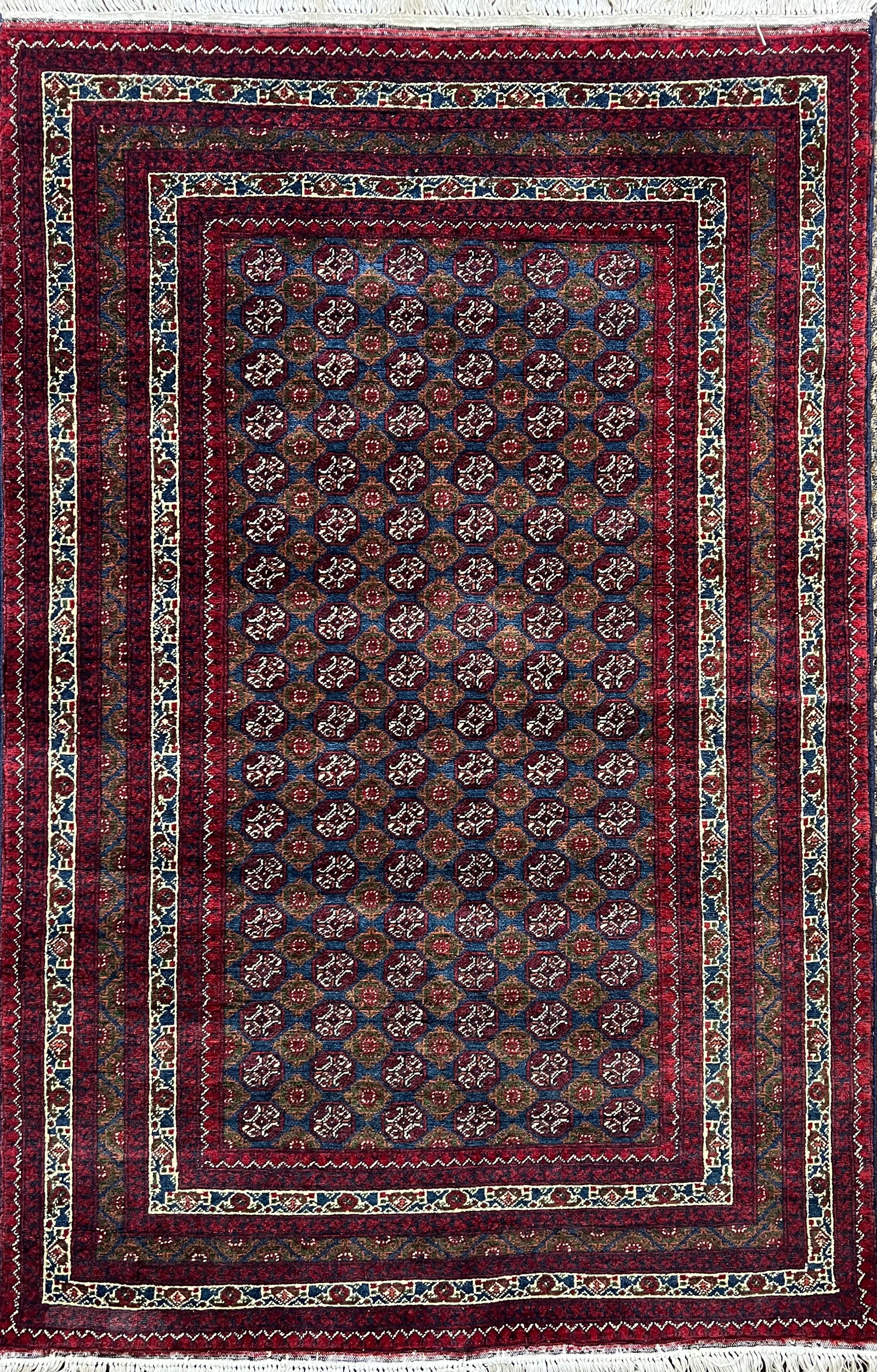5′ × 3.4′ Luxury Tribal Rug – Hand-Knotted Wool | Heritage Artisan Craftsmanship | Premium Oriental Collector’s Area Rug · Tribal handwoven wool rug, full view (5' × 3.4').