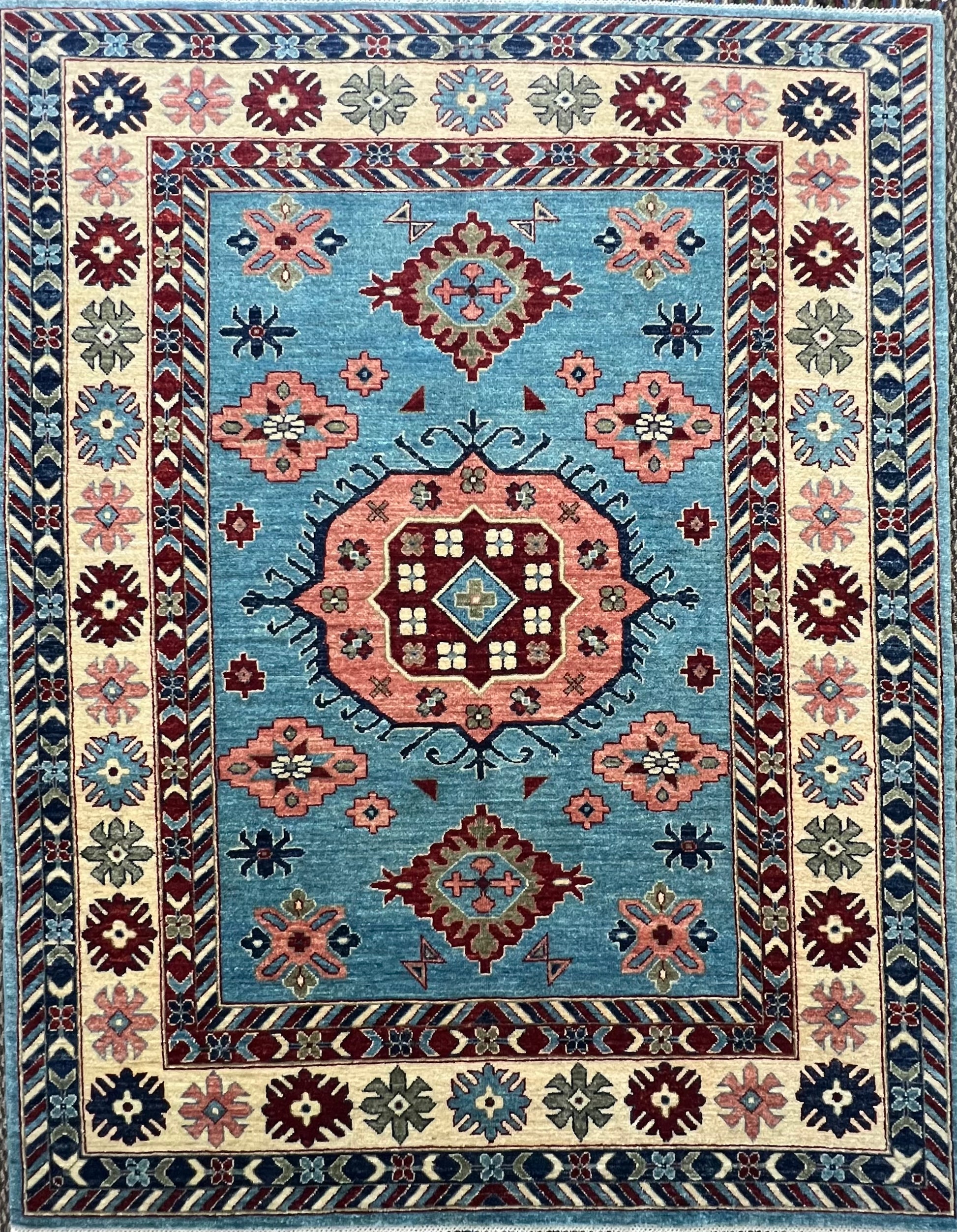 Mamluk hand-knotted wool rug 6.4 x 4.10 feet Afghan Oriental luxury artisan area rug

