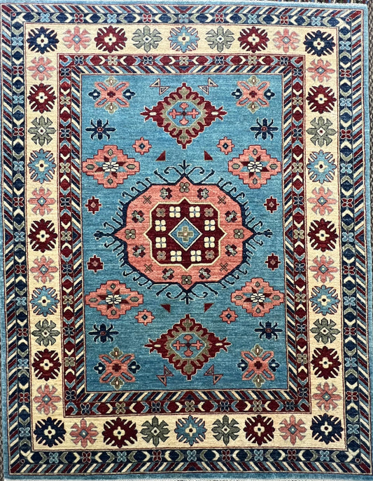 Mamluk hand-knotted wool rug 6.4 x 4.10 feet Afghan Oriental luxury artisan area rug

