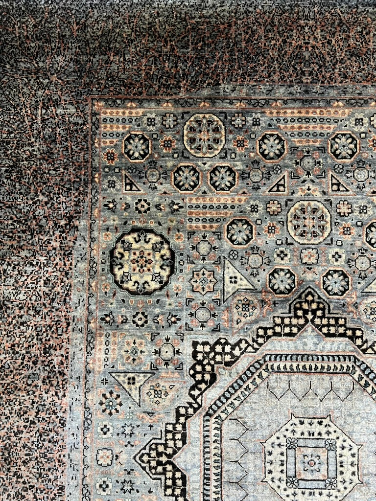 Mamluk Luxury Hand-Knotted Wool Rug – 7′10″ × 5′7″ | Afghan Craftsmanship · Mamluk rug pattern detail - traditional Islamic geometric design