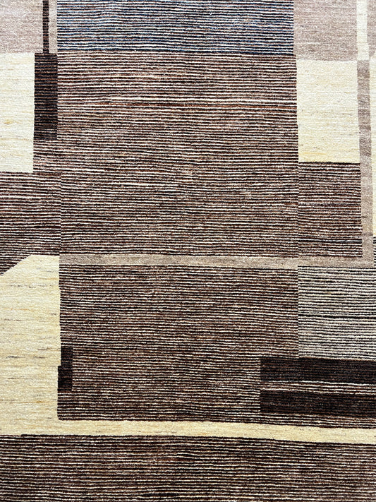 Handwoven modern contemporary wool rug 6.7 x 5.1 feet luxury designer area rug