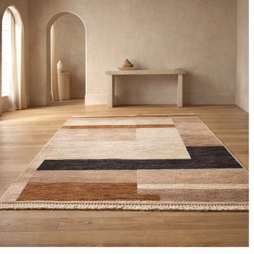 Scandinavian Handwoven Contemporary Rug, 5.58 ft X 7.87 ft · nan handwoven handwoven rug, traditional pattern, wool, detail view