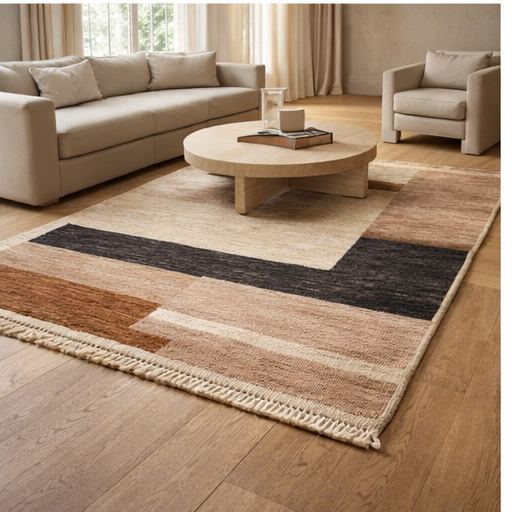 Scandinavian Handwoven Contemporary Rug, 5.58 ft X 7.87 ft · nan handwoven handwoven rug, traditional pattern, wool, detail view
