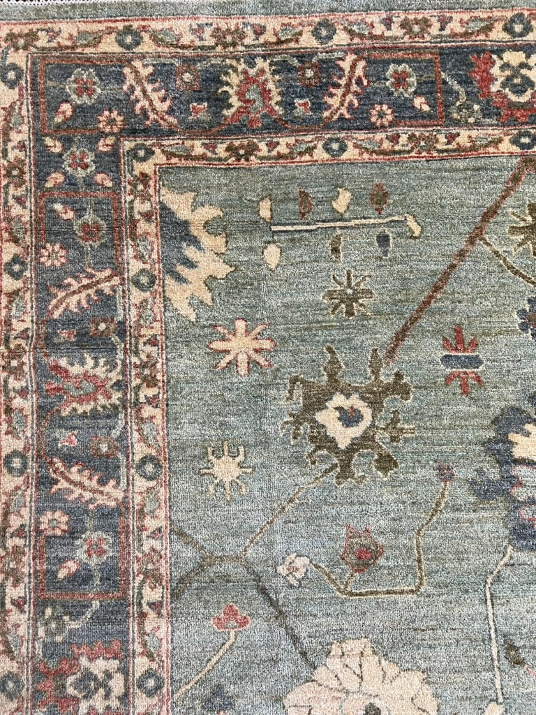 Oushak Antique Hand-Knotted Ghazni Wool Rug – 8′0″ × 6′6″ | Afghan Craftsmanship · oushak-antique-hand-knotted-wool-rug-8x6-full-view