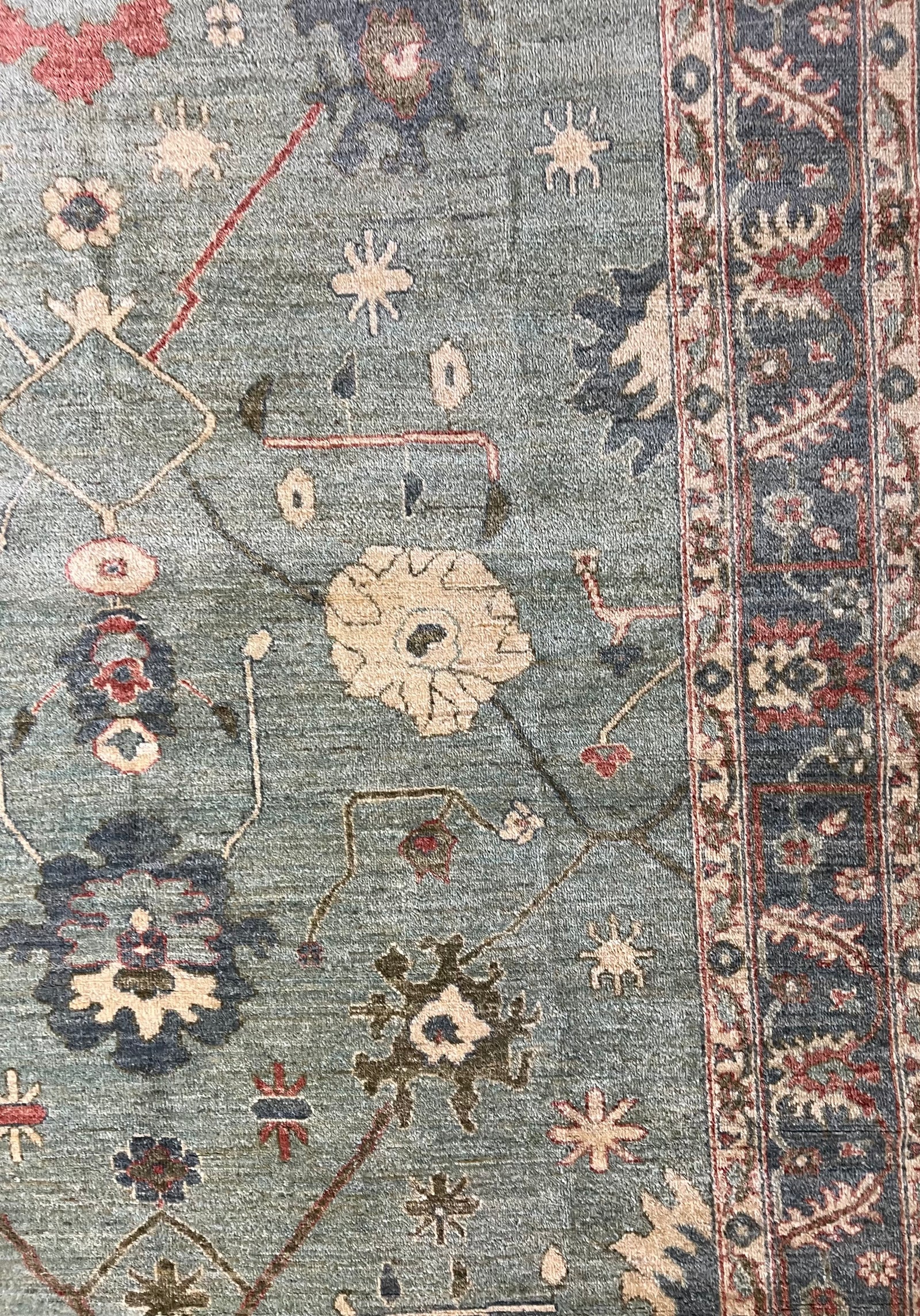 Oushak Antique Hand-Knotted Ghazni Wool Rug – 8′0″ × 6′6″ | Afghan Craftsmanship · oushak-antique-hand-knotted-wool-rug-8x6-full-view