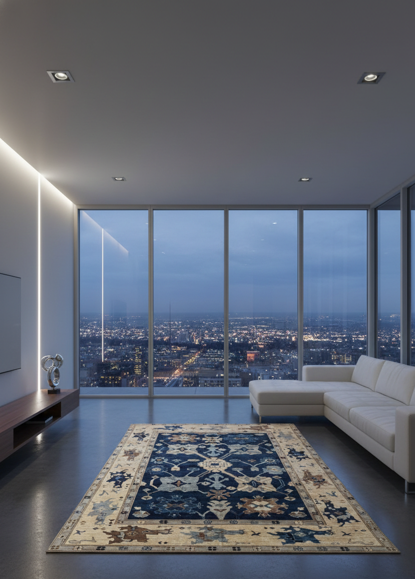 Oushak hand-knotted Ghazni wool rug 9 feet 9 inches x 6 feet 6 inches Afghan luxury area rug


