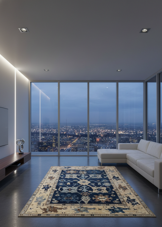 Oushak hand-knotted Ghazni wool rug 9 feet 9 inches x 6 feet 6 inches Afghan luxury area rug


