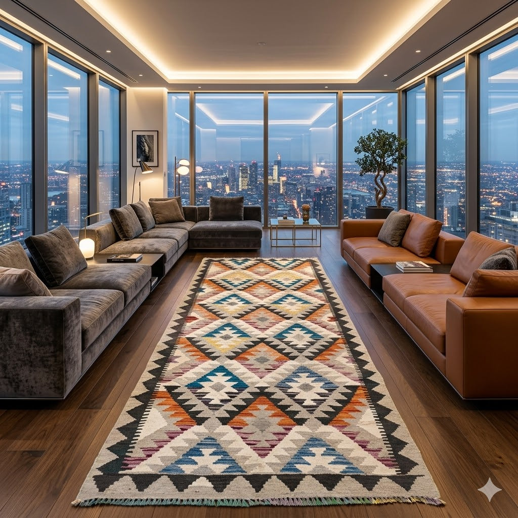 Handwoven Kilim Rug – Kilim Tribal 2’7’’ X 6’7’’, Ghazni wool · Handwoven Kilim Rug – Kilim Tribal 2’7’’ X 6’7’’, Ghazni wool