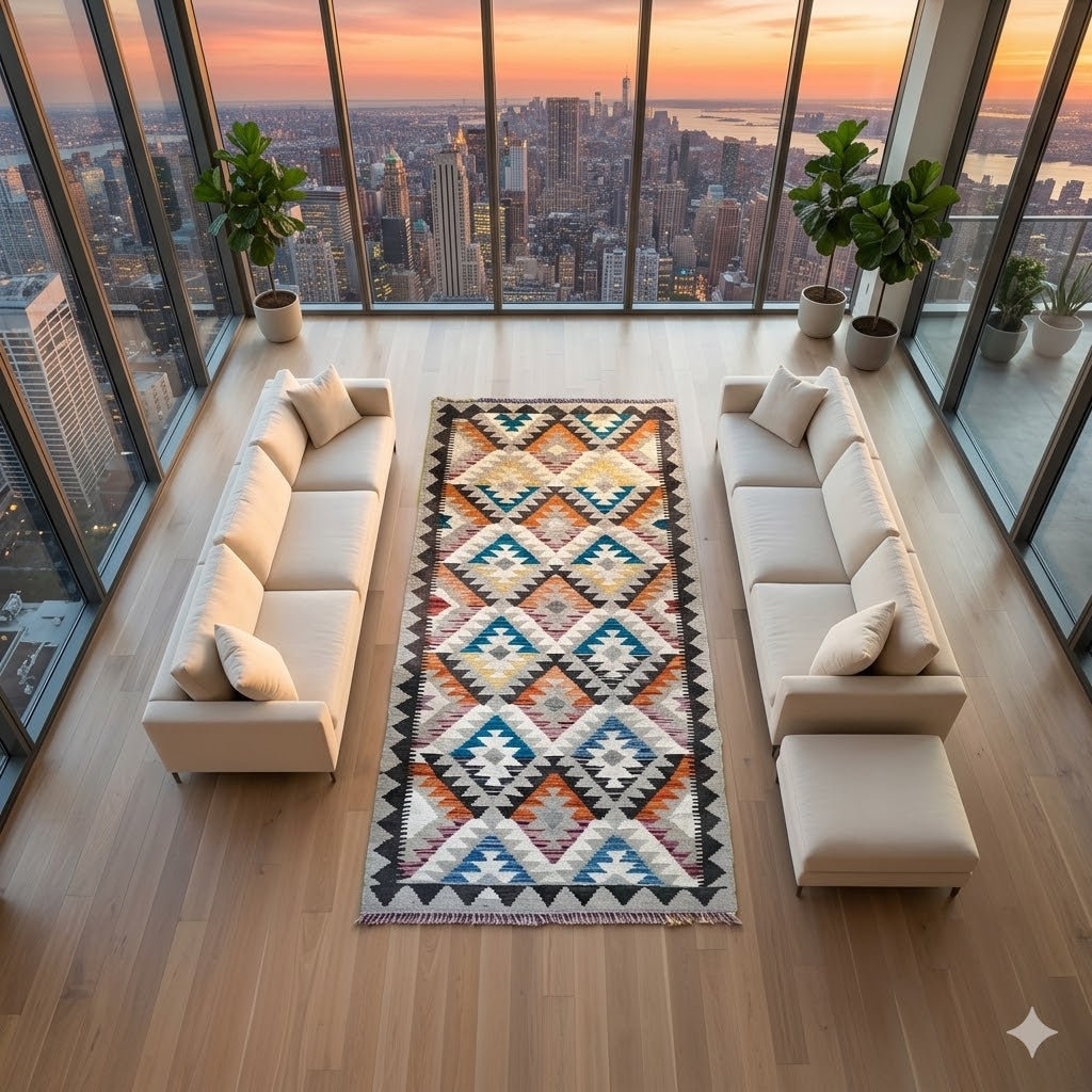 Handwoven Kilim Rug – Kilim Tribal 2’7’’ X 6’7’’, Ghazni wool · Handwoven Kilim Rug – Kilim Tribal 2’7’’ X 6’7’’, Ghazni wool