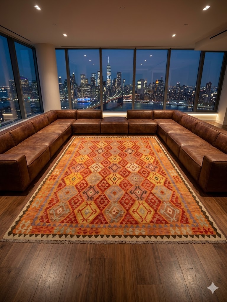 Handwoven Tribal Rug – New Tribal Uzbek, Ghazni wool, 9′7″ × 8′1″ · Handwoven Tribal Rug – New Tribal Uzbek, Ghazni wool, 9′7″ × 8′1″