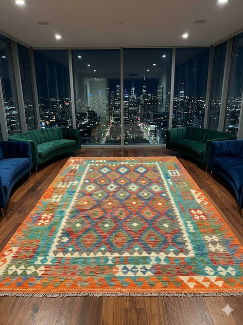 Handwoven Kilim Rug – Uzbek Tribal Kilim, Ghazni wool, 10′2″ × 8′2″