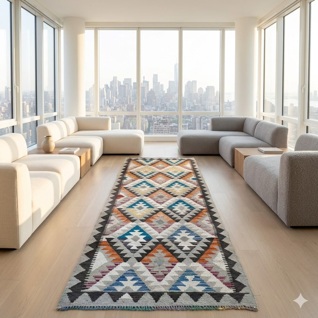 Handwoven Kilim Rug – Kilim Tribal 2’7’’ X 6’7’’, Ghazni wool · Handwoven Kilim Rug – Kilim Tribal 2’7’’ X 6’7’’, Ghazni wool