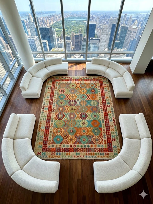 Handwoven Kilim Rug – Uzbek Tribal Kilim, Ghazni wool, 10′2″ × 8′2″