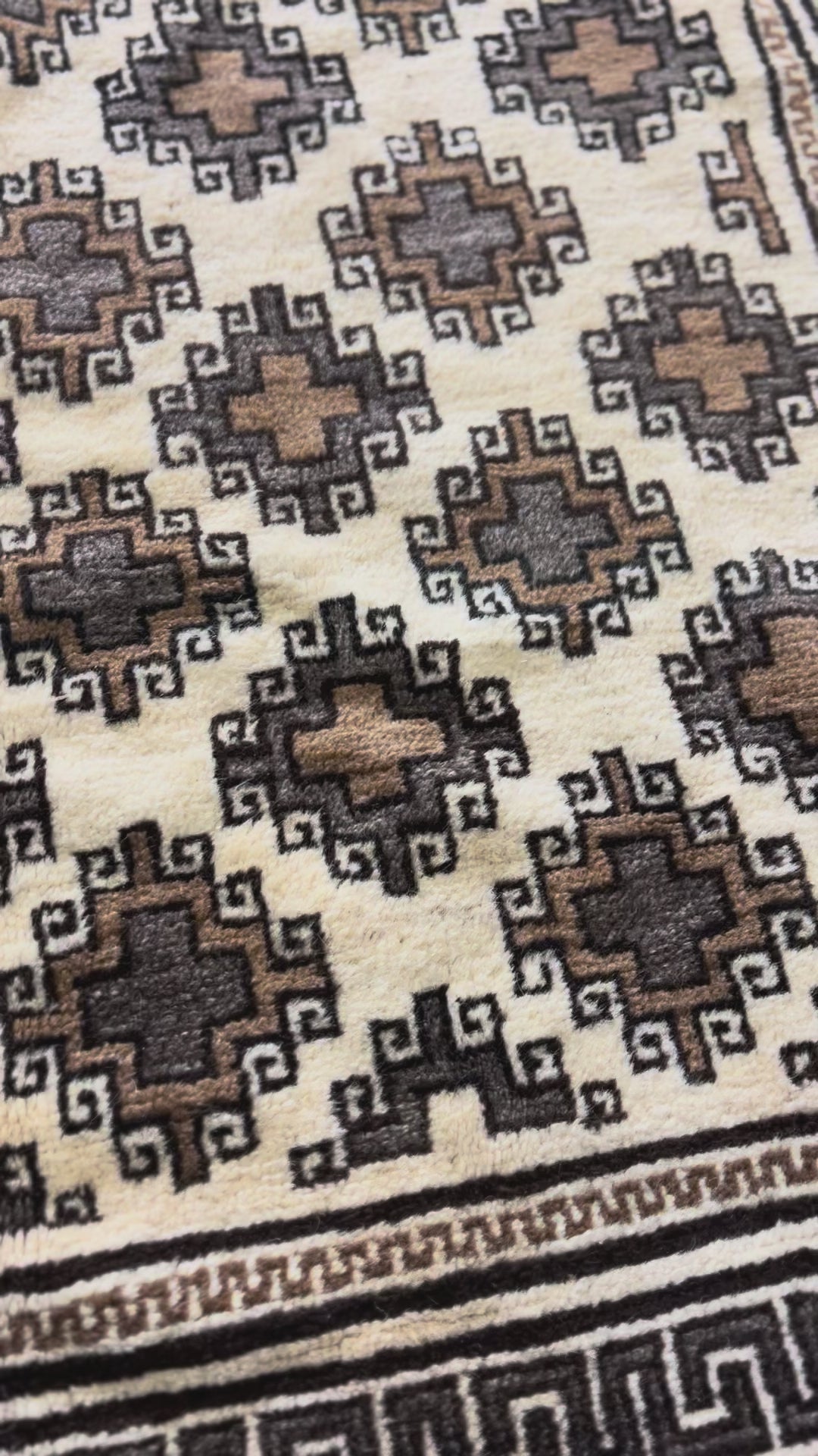 Vintage Oriental carpet soft plush wool texture close-up video detail