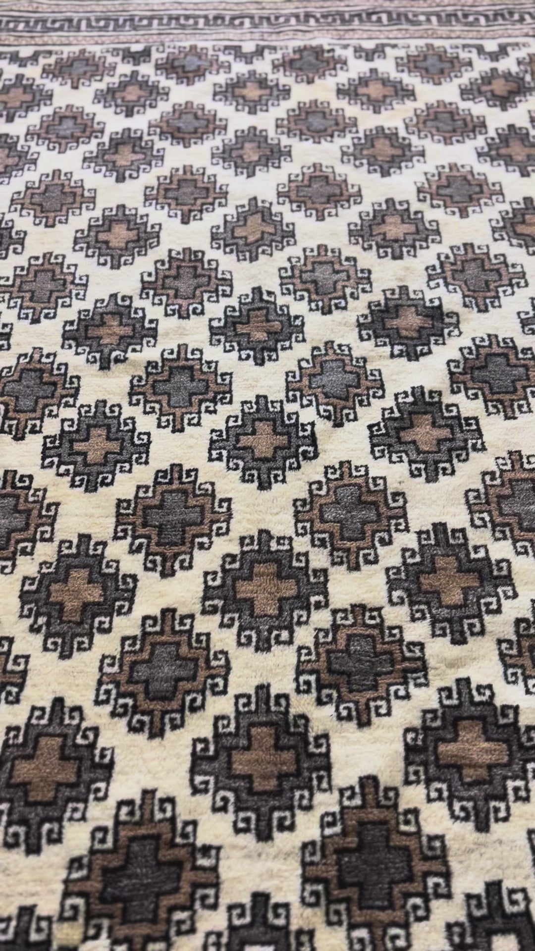 Antique hand-knotted wool carpet 8.2 x 5.9 feet 80-year heritage Oriental rug video walkthrough