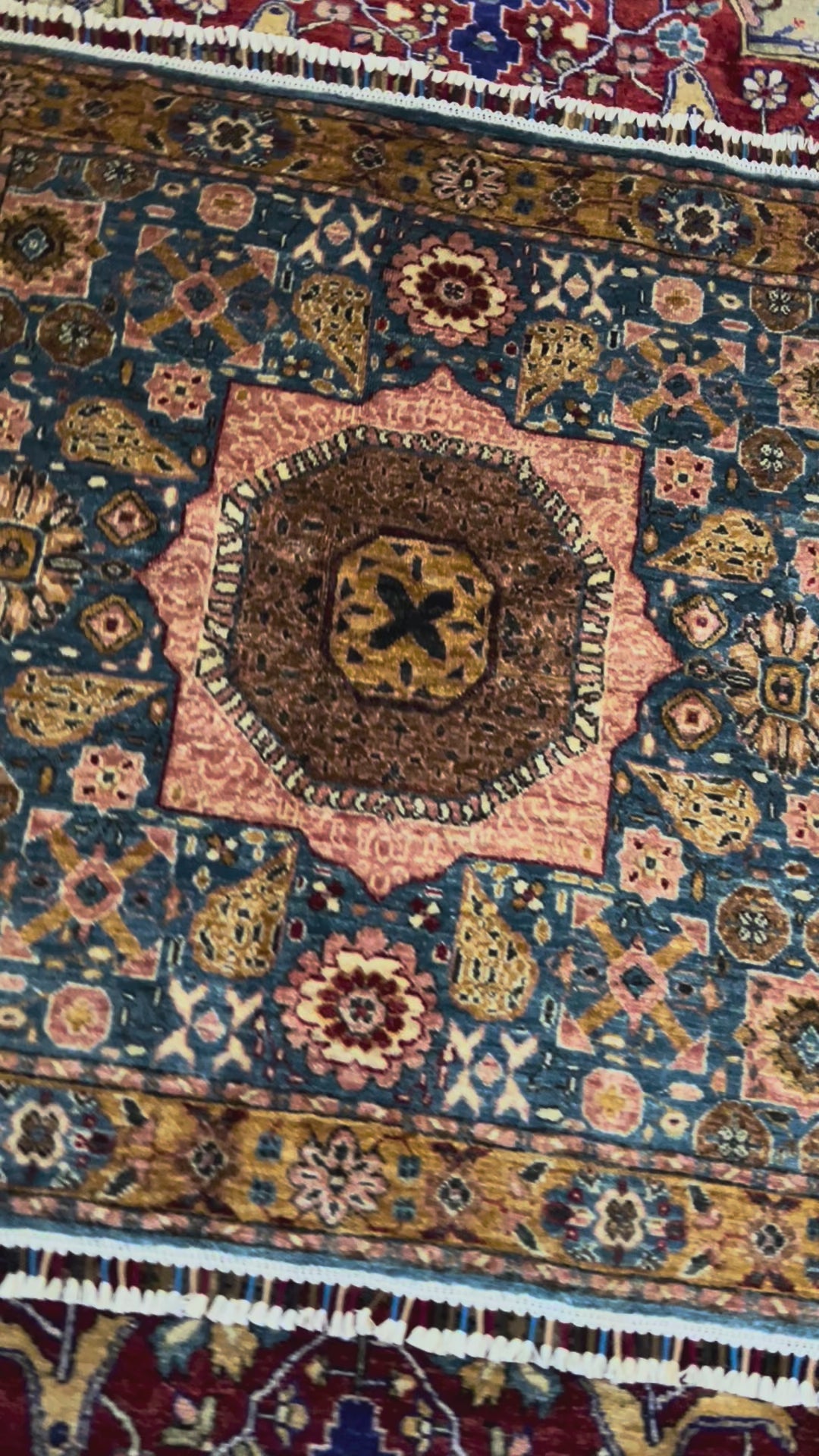 Square Medallion (Rust/Indigo) — Hand-Knotted Wool Rug | 3′03″ × 3′03″