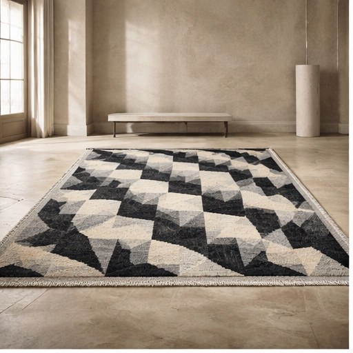 Modern Handwoven Contemporary Rug 3.6'ft x 5.4'ft · nan handwoven handwoven rug, traditional pattern, wool, detail view
