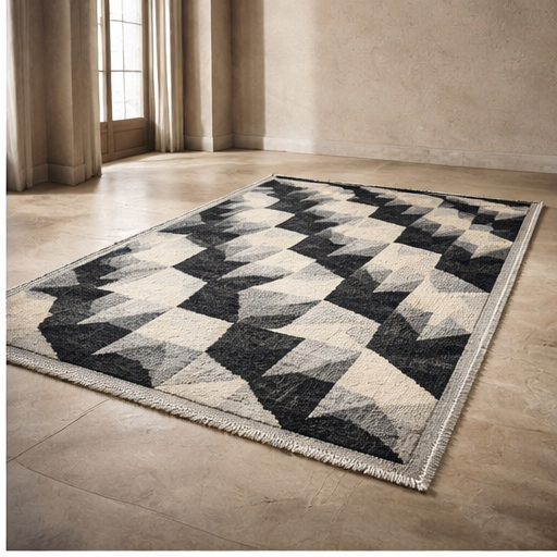 Modern Handwoven Contemporary Rug 3.6'ft x 5.4'ft · nan handwoven handwoven rug, traditional pattern, wool, detail view