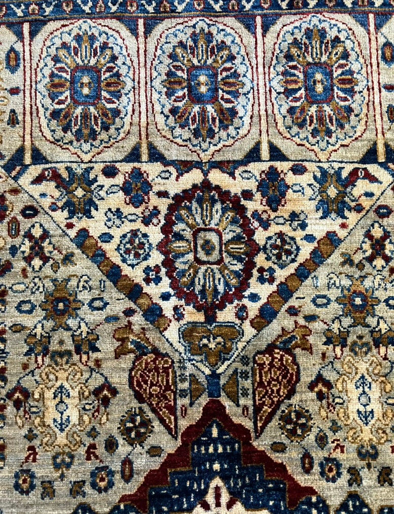 Mamluk Luxury Hand-Knotted Wool Rug – 7′1″ × 5′0″ | Afghan Craftsmanship · Traditional Mamluk rug with balanced Islamic geometric symmetry and natural dye colors