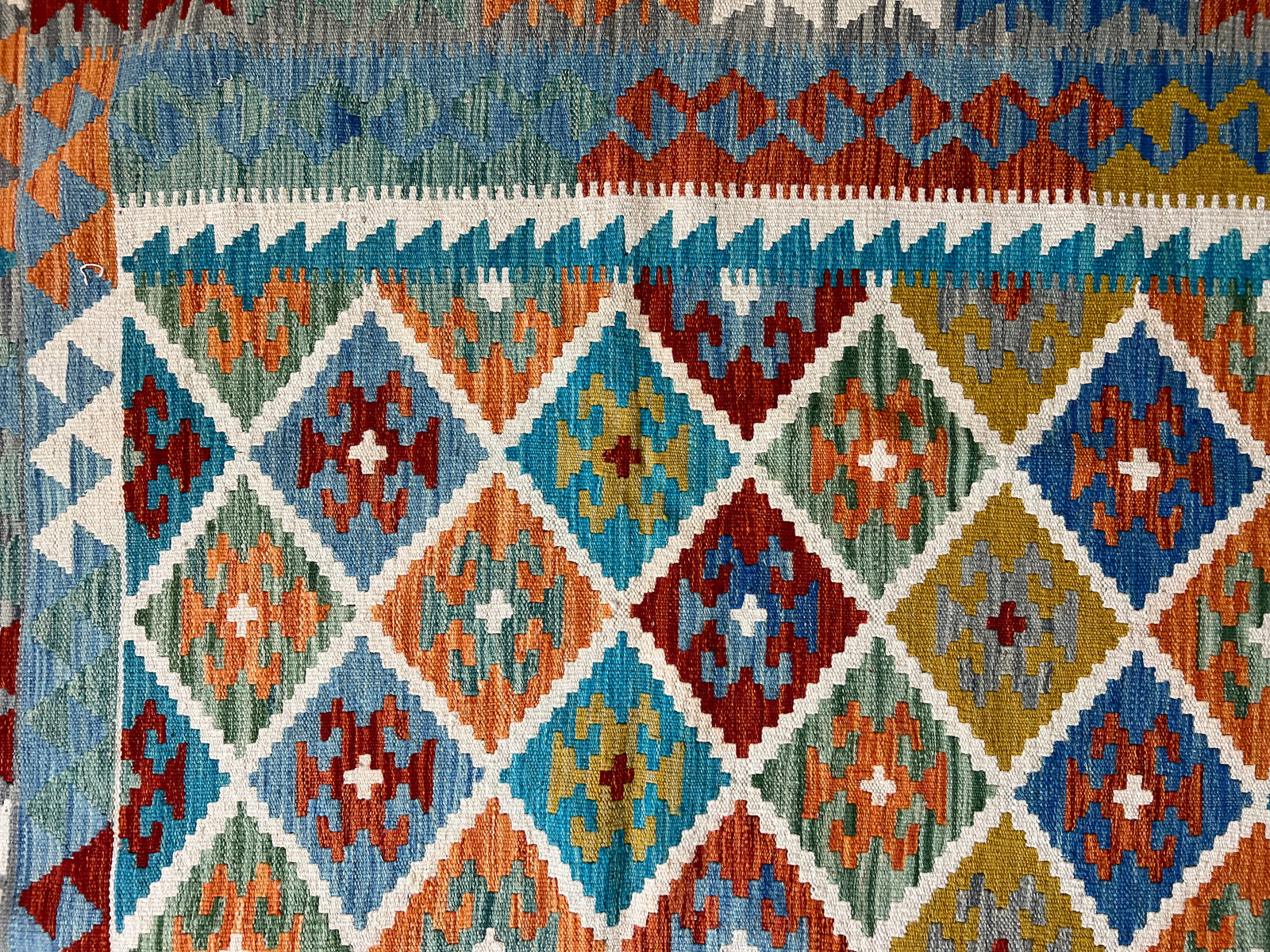 9.8′ × 6.9′ Kilim Rug – Handwoven Wool | Afghan Artisan Craftsmanship | Luxury Tribal Flatweave Area Rug · Tribal Kilim flatweave rug handwoven wool pattern Afghan artisan luxury area rug

