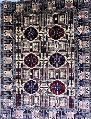 Handwoven Uzbek wool rug 6.8 x 4.10 feet Central Asian tribal artisan luxury area rug

