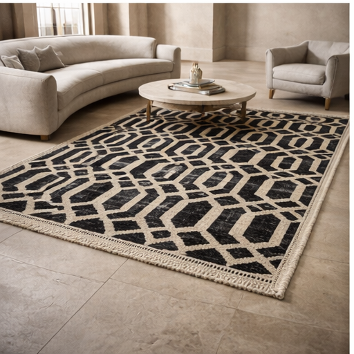 Vintage Embroidered Overdye Contemporary Handwoven Rug 3.9' x 5.9' handwoven Rug rug, traditional pattern, wool, full view